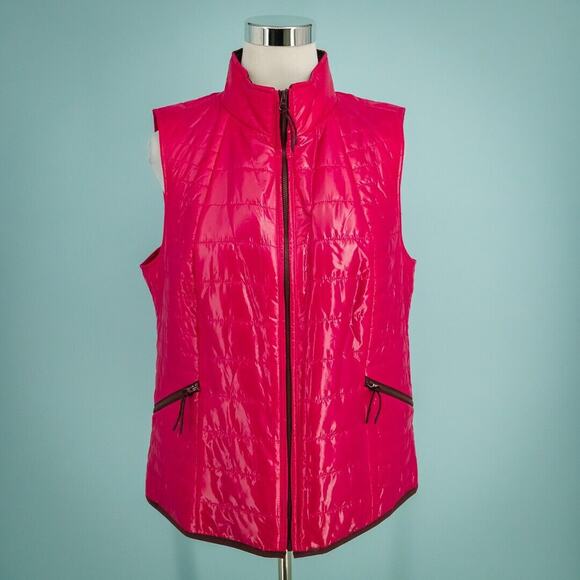 Talbots Size Large L Quilted Cire Primaloft Zip Lightweight Water Resistant Vest - Picture 1 of 5